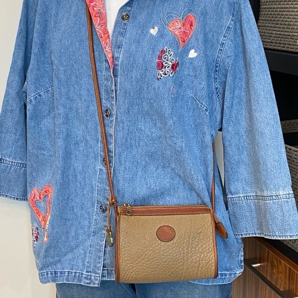 Vintage 80/90s Y2K Dooney & Bourke Leather Calfskin Mini Zip Top Cross Body Bag - Picture 2 of 16
